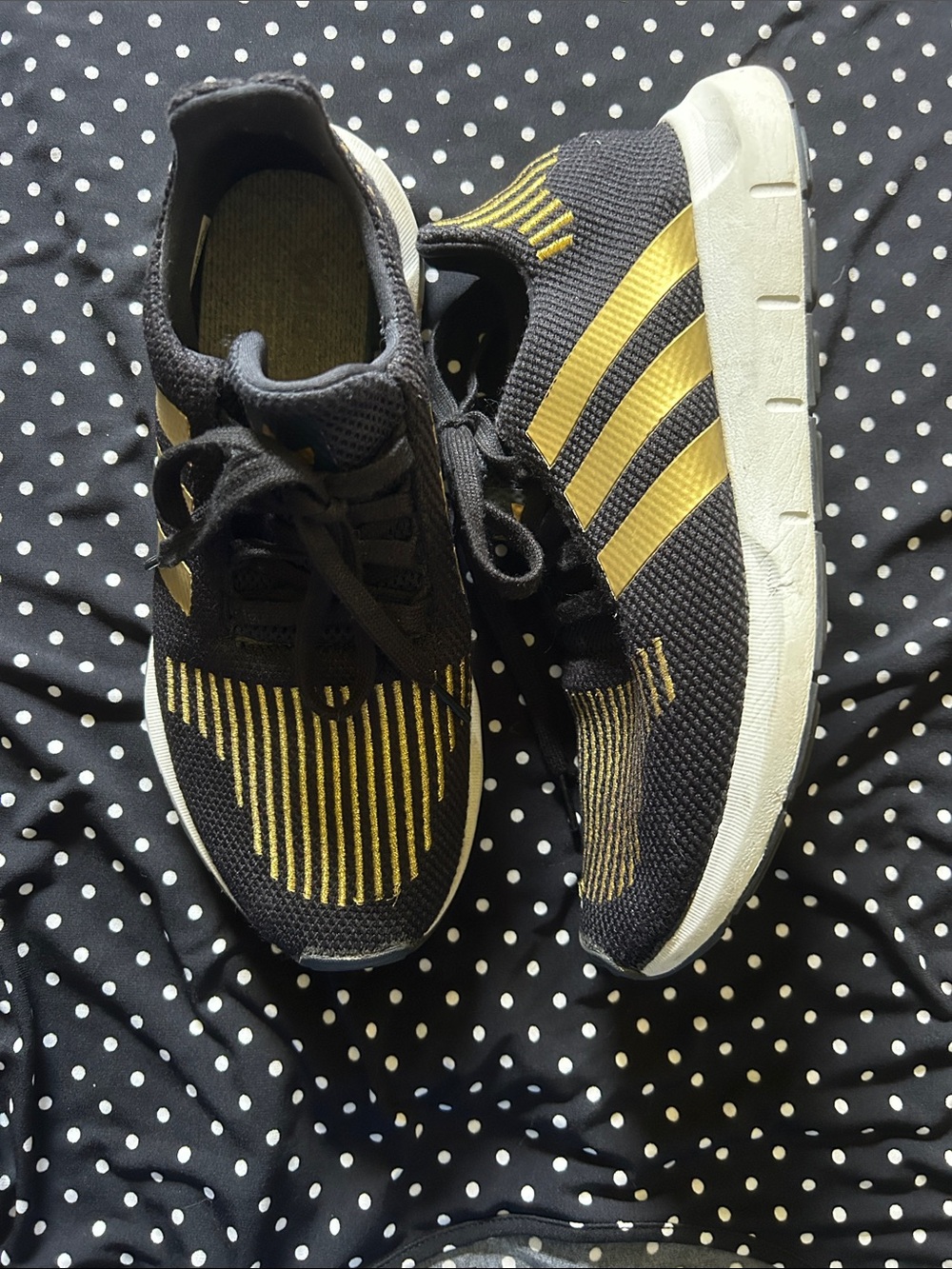 Men’s size 8.5 Black and Gold Adidas Athletic Shoes